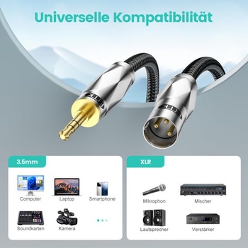 Nesymetrický kábel EMK 3,5 mm (1/8 palca) na XLR samec-samec - 1,5 m 1,5 metra