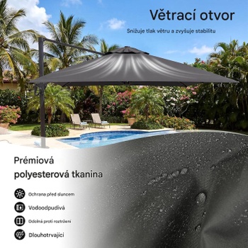Záhradný slnečník s kľukou NP13292GR, 300 x 200 cm, antracit - N