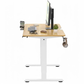 Výškovo nastaviteľný stôl QE1M-1154-EUV1, 110 x 54 cm, javor/biely - N