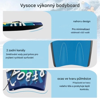 Bodyboard pre deti, jadro z EPS, povrch z XPE, 94 cm, modrá - N