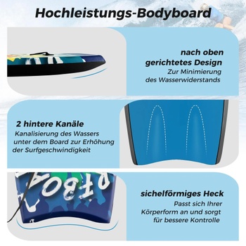 Bodyboard pre deti, jadro z EPS, povrch z XPE, 94 cm, modrá - N