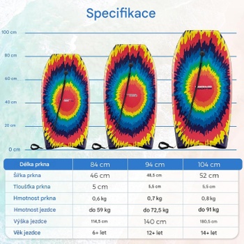 Bodyboard s pútkom na zápästie PI-NP11746, 104 cm, viacfarebný - N