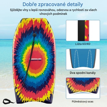 Bodyboard s pútkom na zápästie PI-NP11746, 104 cm, viacfarebný - N