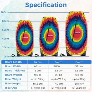 Bodyboard s pútkom na zápästie PI-NP11746, 104 cm, viacfarebný - N