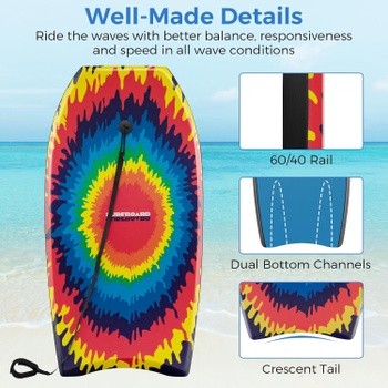 Bodyboard s pútkom na zápästie PI-NP11746, 104 cm, viacfarebný - N