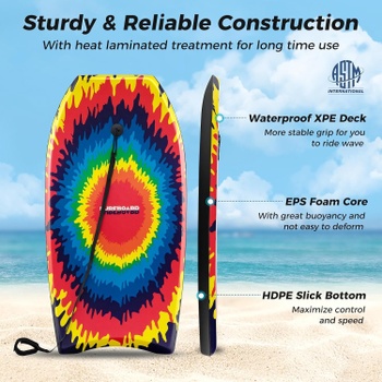 Bodyboard s pútkom na zápästie PI-NP11746, 104 cm, viacfarebný - N