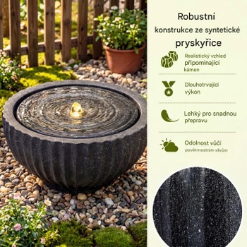 Záhradná fontána s osvetlením HZ10446DE, Ø 45 cm, výška 23,5 cm - N