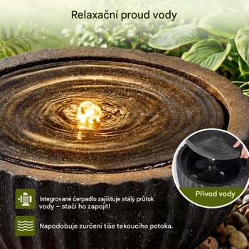 Záhradná fontána s osvetlením HZ10446DE, Ø 45 cm, výška 23,5 cm - N
