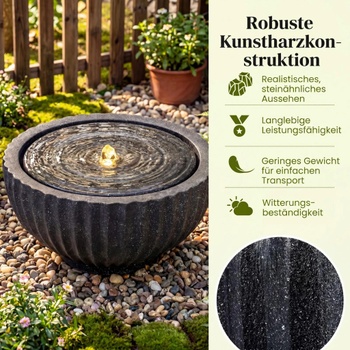 Záhradná fontána s osvetlením HZ10446DE, Ø 45 cm, výška 23,5 cm - N