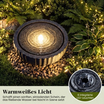 Záhradná fontána s osvetlením HZ10446DE, Ø 45 cm, výška 23,5 cm - N