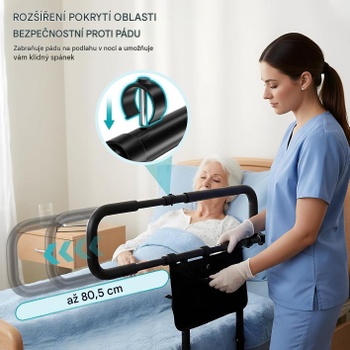 Zábrana postele pre seniorov JZZ-A0000001, nastaviteľná, nosnosť 136 kg, čierna - N