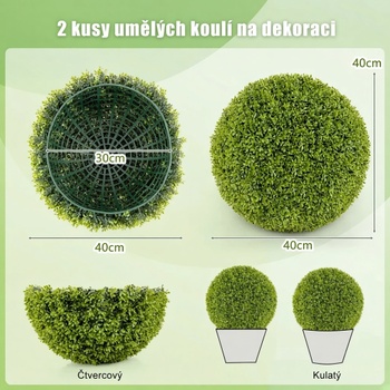 Súprava 2 umelých dekoratívnych gulí HZ10290-S, Ø 39 cm, zelená - N