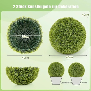 Súprava 2 umelých dekoratívnych gulí HZ10290-S, Ø 39 cm, zelená - N