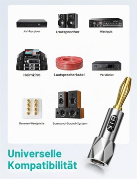 Sada banánik EMK, pozlátené 24k zlatom, pre reproduktory/reproduktorové káble - 4 kusy