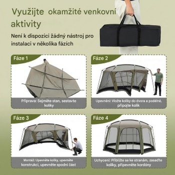 Záhradný stan s moskytiérou RT56097FR, 380 × 355 × 225 cm, zelená - N