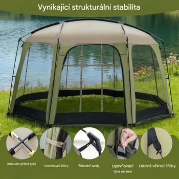 Záhradný stan s moskytiérou RT56097FR, 380 × 355 × 225 cm, zelená - N