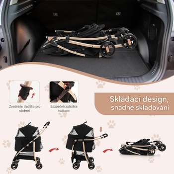 Kočík pre psov 3v1 PW10073HJ, nosnosť 15 kg, 88 x 48 x 98 cm, čierna - N