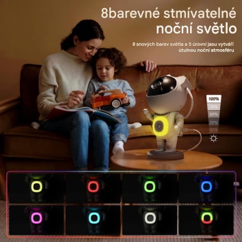 Hviezdny projektor astronaut HJ-KD08, s diaľkovým ovládaním, biely - N