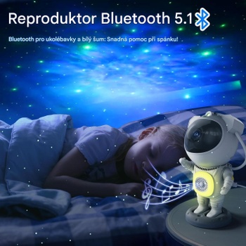 Hviezdny projektor astronaut HJ-KD08, s diaľkovým ovládaním, biely - N