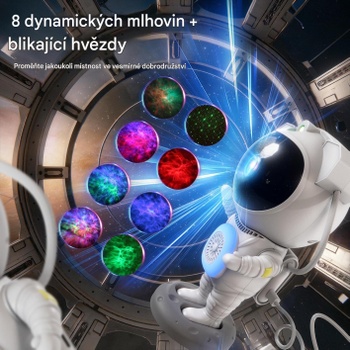 Hviezdny projektor astronaut HJ-KD08, s diaľkovým ovládaním, biely - N