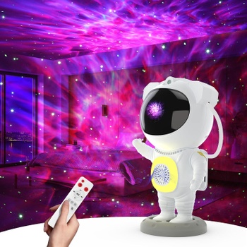Hviezdny projektor astronaut HJ-KD08, s diaľkovým ovládaním, biely - N