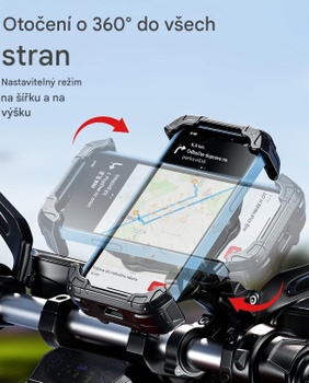 Držiak telefónu na bicykel s tlmičom vibrácií, pre 5,4-7,2'', čierny - N