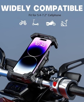 Držiak telefónu na bicykel s tlmičom vibrácií, pre 5,4-7,2'', čierny - N