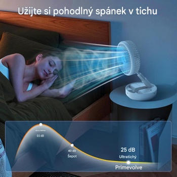 Stojanový ventilátor PF11S, dobíjací, s diaľkovým ovládaním, biely - N