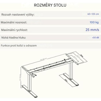 Výškovo nastaviteľný rám stola EC5W-Lite-EU, dvojitý motor, 4 pamäťové polohy, biely - N