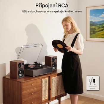 Gramofón s bluetooth a reproduktormi KZ001, 33/45 ot./min, čierny - N