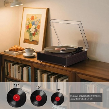 Gramofón s bluetooth a reproduktormi KZ001, 33/45 ot./min, čierny - N