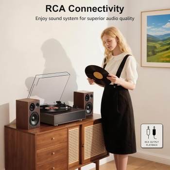 Gramofón s bluetooth a reproduktormi KZ001, 33/45 ot./min, čierny - N