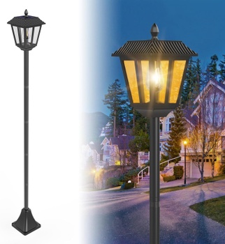Solárna záhradná lampa, 1,8 m, IP44, čierna - N