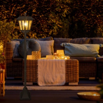 Solárna záhradná lampa, 1,8 m, IP44, čierna - N