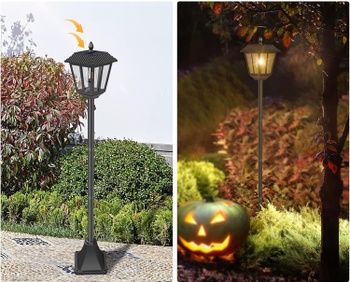 Solárna záhradná lampa, 1,8 m, IP44, čierna - N