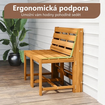 Sada zahradního nábytku JV13350, 3v1, akáciové dřevo, 90 x 80 x 54,5 cm, přírodní - N