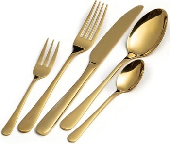 Sada nerezových príborov 602-L-Gold-30, 30 ks, pre 6 osôb, zlatá - N