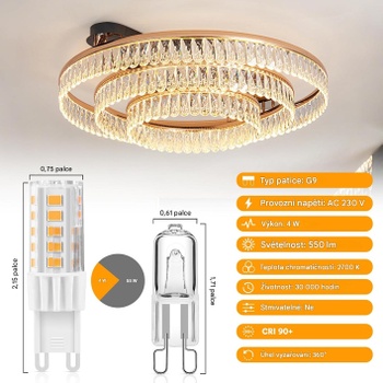 Žiarovky G9, 4 W, 550 lm, 2700 K, 360 °, súprava 20 ks - N