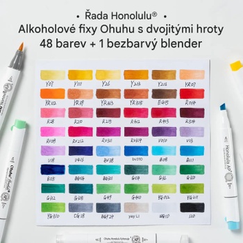 Súprava alkoholových fixiek Honolulu B-02, s dvojitým hrotom, 48 ks - N