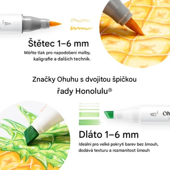 Súprava alkoholových fixiek Honolulu B-02, s dvojitým hrotom, 48 ks - N
