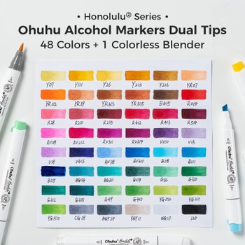 Súprava alkoholových fixiek Honolulu B-02, s dvojitým hrotom, 48 ks - N
