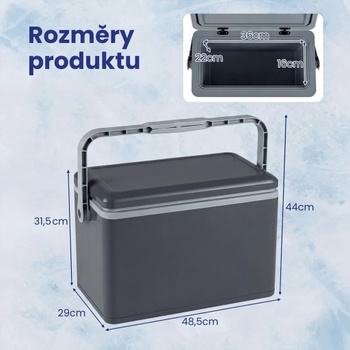 Prenosný chladiaci box s rukoväťou GP11786GR, 12 l, tmavo šedý - N