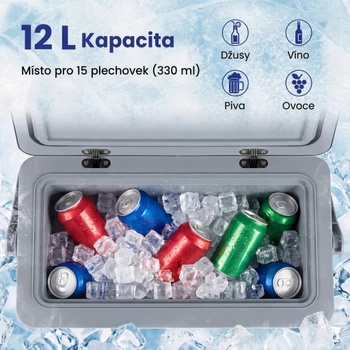 Prenosný chladiaci box s rukoväťou GP11786GR, 12 l, tmavo šedý - N