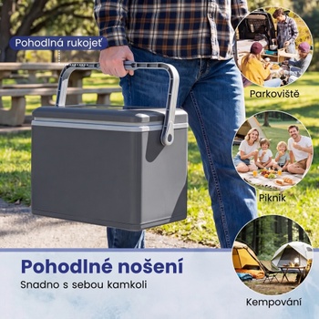 Prenosný chladiaci box s rukoväťou GP11786GR, 12 l, tmavo šedý - N