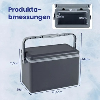 Prenosný chladiaci box s rukoväťou GP11786GR, 12 l, tmavo šedý - N