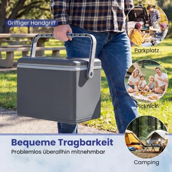 Prenosný chladiaci box s rukoväťou GP11786GR, 12 l, tmavo šedý - N
