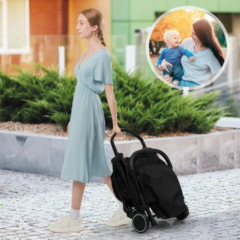 Detský kočík 100MAX39, polohovacie operadlo 115 - 170 °, do 15 kg, čierny - N