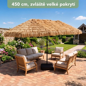 Havajský slnečník so stojanom a kľukou NP13443BN-B, 450 cm, béžový - N