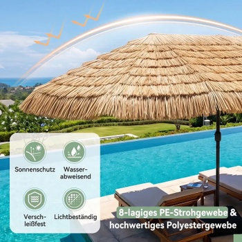 Havajský slnečník so stojanom a kľukou NP13443BN-B, 450 cm, béžový - N