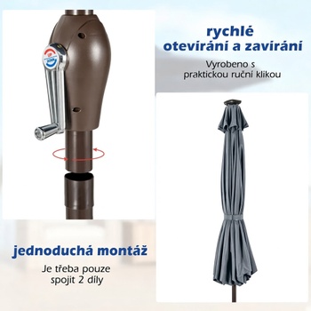 Záhradný slnečník NP11494HS, 300 cm, sivý - N